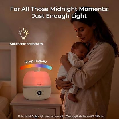 BOXING Top Fill Humidifiers for Bedroom Baby with Easy Remote, 20dB Quiet Cool Mist Air Humidifier for Large Room Home & Indoor Plants, 7 Color Night Light, Essential Oil Tray, Timer, Sleep Mode,3L