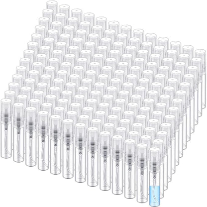 Zhehao 200 Pcs Mini Spray Bottles 5 ml Clear Glass Perfume Bottles Refillable Fine Mist Perfume Atomizer Portable Empty Sample Containers for Cleaning, Essential Oils, Travel (Clear Cap)