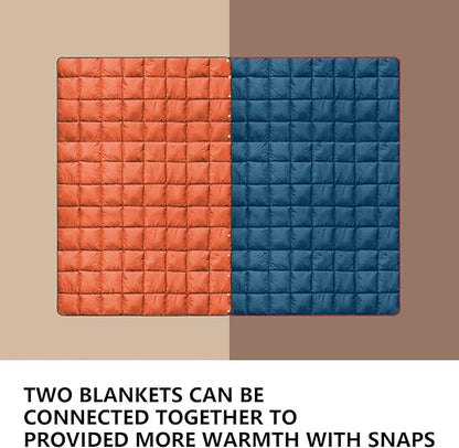 zzlamb Puffy Down Camping Blanket Water-Repellent, Down Throw Travel Blanket Portable for Outdoor, Light Warm Quilt for Couch Plane Car Theater Stadium Picnic RV Backpacking Hammock