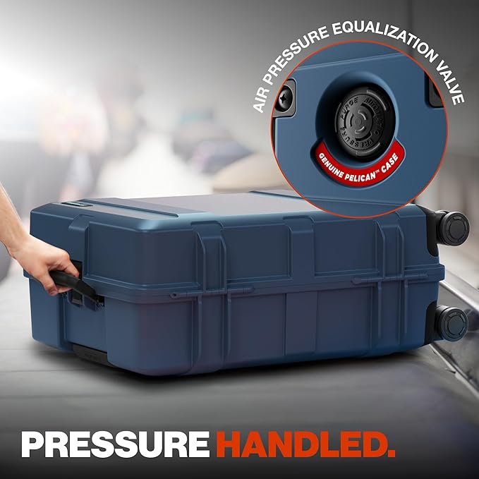 Pelican ATX Luggage Hard Case Luggage with Wheels - Waterproof Hardshell - Medium Size (25 Inch) Check-In Suitcase (Indigo)