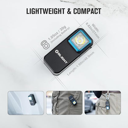 OLIGHT Oclip Rechargeable EDC Flashlight 300 Lumens Dual Sources Compact Pocket Clip Light, Convenient USB C Charging, Magnetic Flash Lights for Working, Cycling, Emergency, Signaling Tool(Black)