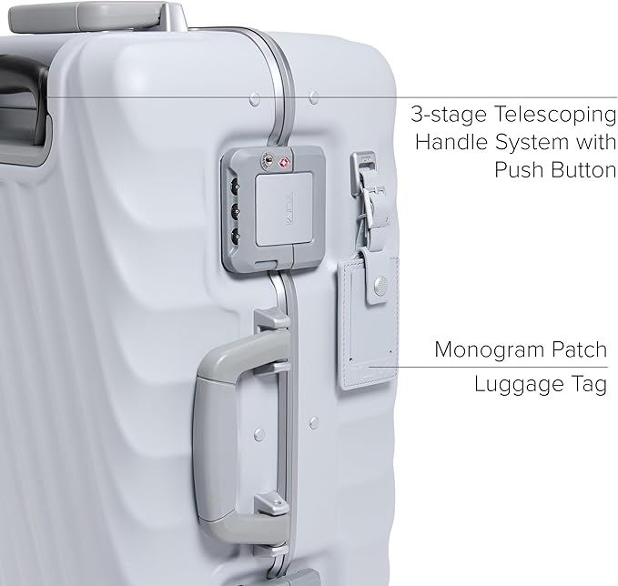 TUMI 19 Degree Frame International 4 Wheel Carry-On - Lightweight Suitcase - Hard Shell Luggage - 21.8" X 14.0" X 9.0" - Pearl Grey Texture