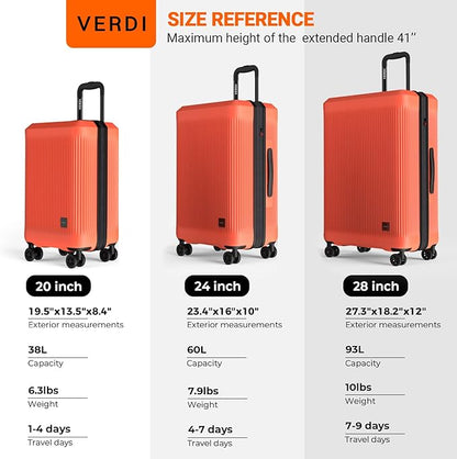 Verdi Hardside Carry On Luggage with Spinner Wheels, Lightweight Travel Suitcase