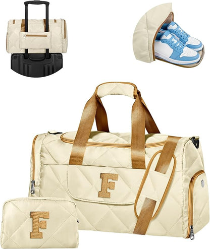 Personalized Duffle Bag for Women Girls, Gifts for Women Teen Girls, Letter Travel Bag with Trolley Sleeve & Shoe Compartment, Gifts for Mom, Friends, Sister, Daughter, Birthday Gift Idea