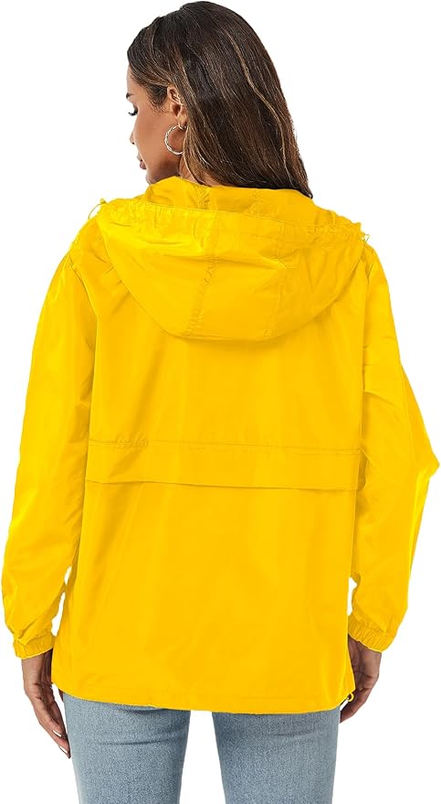 Avoogue Womens Rain Jacket with Hood,Pullover,Packable,Lightweight,Windbreaker,Waterproof,Breathable.