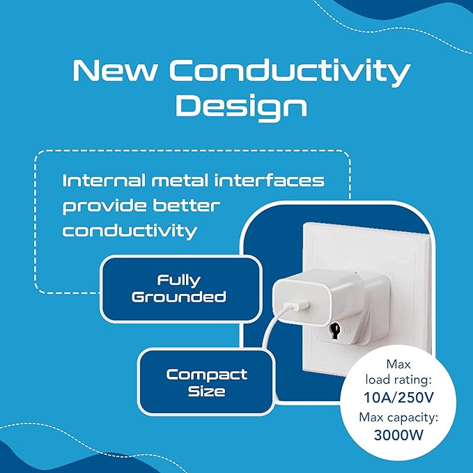 Ceptics Italy Power Adapter, Type L plug adapter, Universal Travel Adapter Chile, Italy travel adapter plug perfect for Rome, Lybia, Tunisia, Uruguay, GP-12A - White (3 Pack)