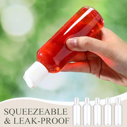 Roshtia 100 Pcs 3.4 oz Travel Bottles for Toiletries Clear Plastic Travel Size Containers Leak Proof Empty Refillable Liquid Containers Squeezable for Lotion Face Cream Shampoo Essential Oil (White)