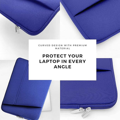 TEDNETGO 15.6 Inch Laptop Sleeve, Durable Neoprene Case with Pockets, Protective Carrying Bag for Dell, Lenovo, Asus, Blue