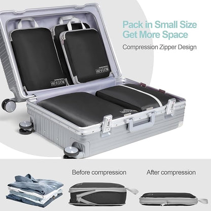 Cambond Compression Packing Cubes for Travel Women - Expandable Travel Bags Luggage Organizers Travel Essentials Compression Cubes for Travel Carry on Suitcases Organizer