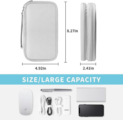 Electronics Travel Organizer,Portable Waterproof Electronic Travel Storage Bag for Small Charging Cord Storage,Charger,Small Electronics,SD Card etc,for Travel,Business - Grey
