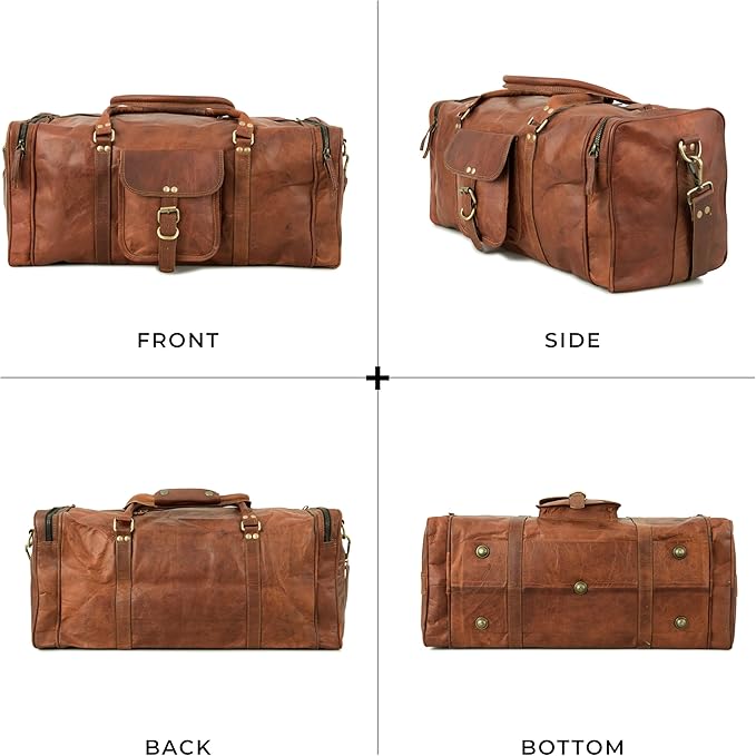 Berliner Bags Vintage Genuine Leather Duffle Bag New York L for Travel or the Gym, Weekender, Travel Bag, Overnight Bag for Men and Women - Brown