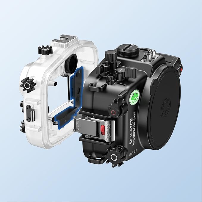 Sea frogs Underwater Camera Case Compatible with Sony A7C-II for FE 28-70mm F3.5-5.6 OSS IPX8 40m/130ft Maximum Diving Depth A7C-2 Waterproof Camera Housing for Diving, Surfing, Rowing A7C II