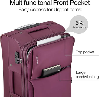 Hanke 24 Inch Luggage Expandable Softside Checked Suitcases with Spinner Wheels, Upright Rolling Luggage Suitcases Travel TSA Luggage Bag for Women Men(Purple)