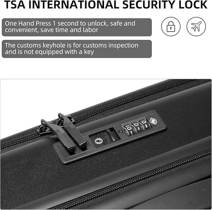 Premium Carry On Luggage, 20Inch+29 Inch Top Opening Airline Approved ABS+PC Hard Shell Suitcases with Silent Wheels, TSA Lock,Front Pocket and Wet-dry Separated Six-piece Set