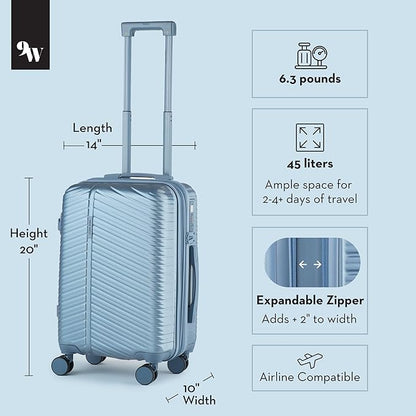 Nine West Zion 20" Inch Smart Carry On Luggage with Wheels, Hardshell Suitcase with Cup Holder & USB Port for Charging, Airline Approved Cabin Bag Lapis
