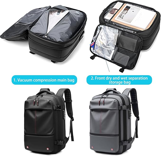 Airback Air Vacuum Vacpack Backpack for Travel with Pump (Black)
