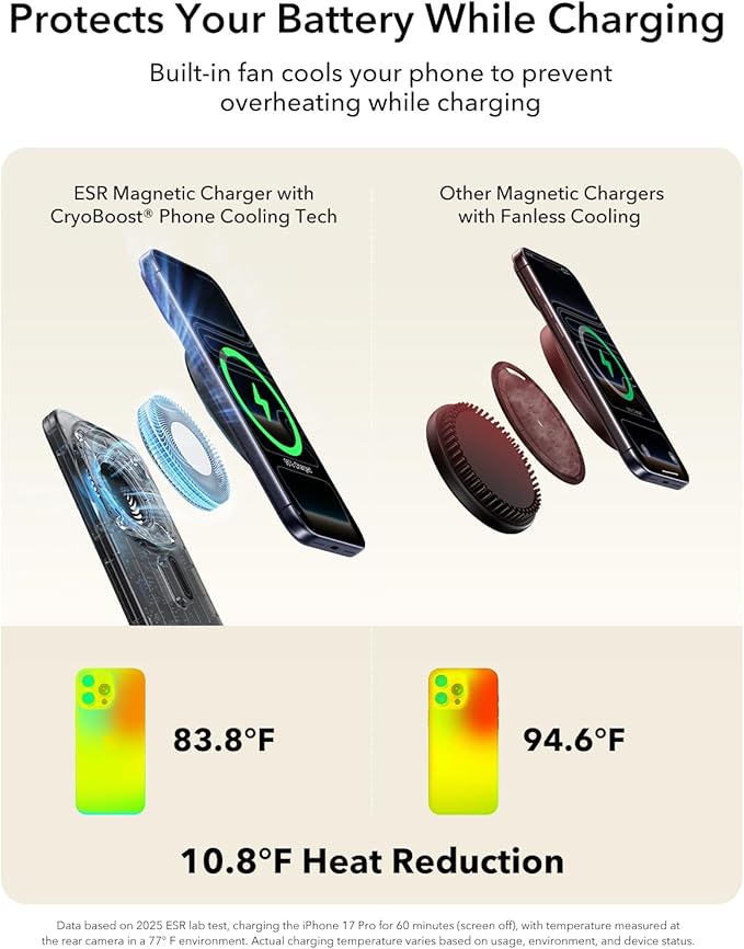 ESR 3 in 1 Charging Station for Apple, Qi2.2 25W MagSafe Charger with CryoBoost, Phone-Cooling Wireless Charging Station, Foldable, for iPhone 17/16 with iOS 26, AirPods, Apple Watch, Frosted Graphite