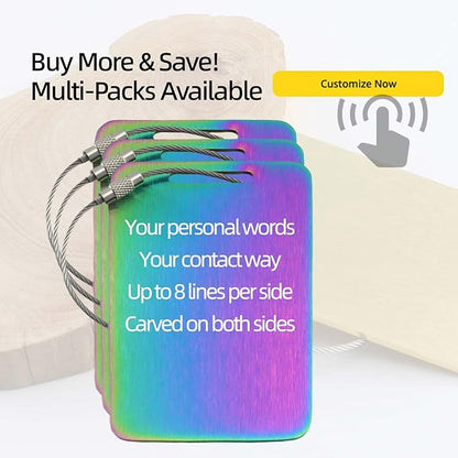 Durable Personalized Luggage Tags for Suitcases,Cruise Essentials Travel Tags for Luggage,Travel Bag Labels,Heavy-Duty Stainless Steel Colorfull Rectangular Vertical Suitcases Tags no icon