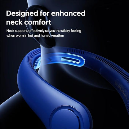 JISULIFE Portable Neck Fan Upgraded, Neckbrace Personal Hands Free, 5 Speed Gears Adjustment, 6000 mAh Wearable Bladeless Quiet Rechargeable for Outdoor Indoor, Gifts for Women Men- Dark Blue