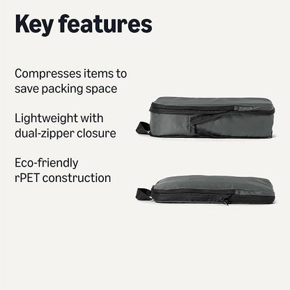 Amazon Essentials Ultralight Compression Packing Cubes Packing Organizer Grey check 6 pack Grey