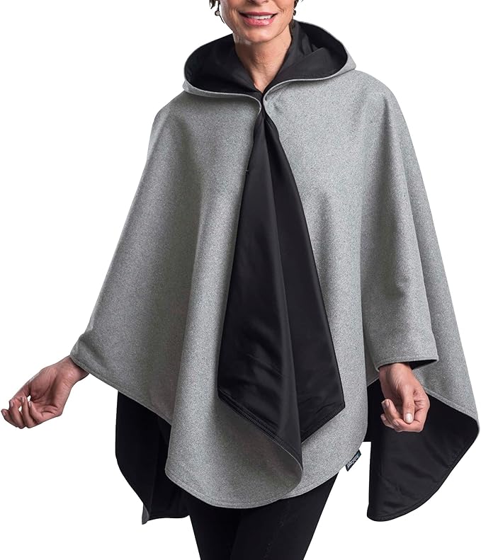 WarmCaper - Warm Rain Poncho for Women with Hood - Soft & Rainproof