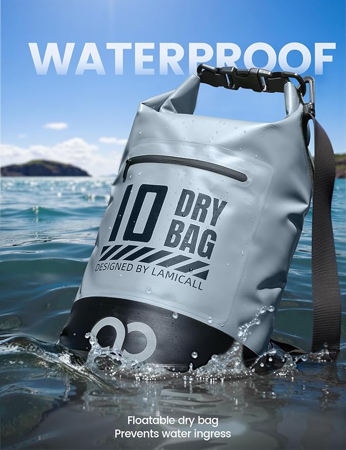 Lamicall Dry Bag Waterproof Backpack - [Durable & Floating] 5L/10L/20L/30L/40L Large Water Proof Bag with Waterproof Phone Case for Kayaking, River Rafting, Lake, Float Trip, Tubing Essentials