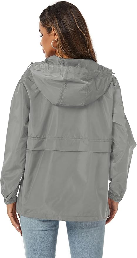Avoogue Womens Rain Jacket with Hood,Pullover,Packable,Lightweight,Windbreaker,Waterproof,Breathable.