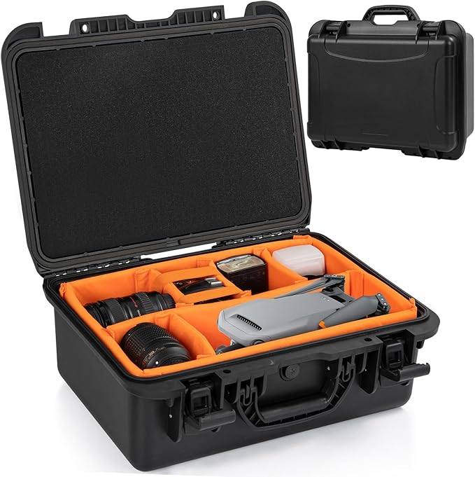 Protective Camera Case 16 X 10.6 X 5 Inch Shockproof Water-resistant with Adjustable Dividers (Can hold cameras, pistols, gear, equipment)