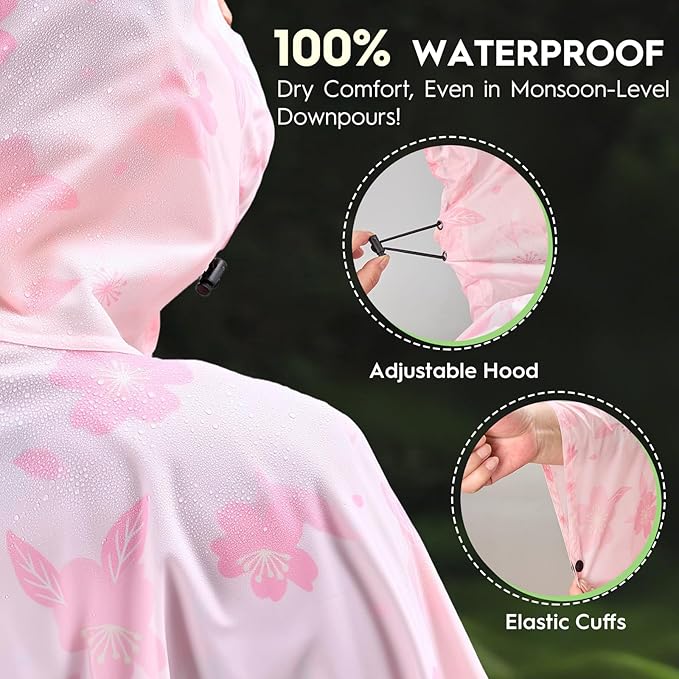 Bruvoalon 3-in-1 Rain Poncho with 1/4 Zip & Chest Pocket, Waterproof, Sunshade, Ground Mat for Adults & Youth Emergency