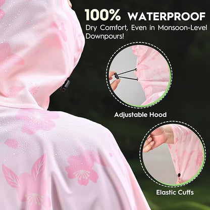 Bruvoalon 3-in-1 Rain Poncho with 1/4 Zip & Chest Pocket, Waterproof, Sunshade, Ground Mat for Adults & Youth Emergency