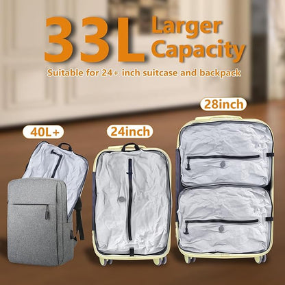 Dobaly 33L Professional Vacuum Bags for Travel with 55W Super Power Electric Pump, IP67 Reusable Vacuum Seal Bags for Clothing for Suitcases and Backpack Space Saver Bags for Travel (2PC+Pump)