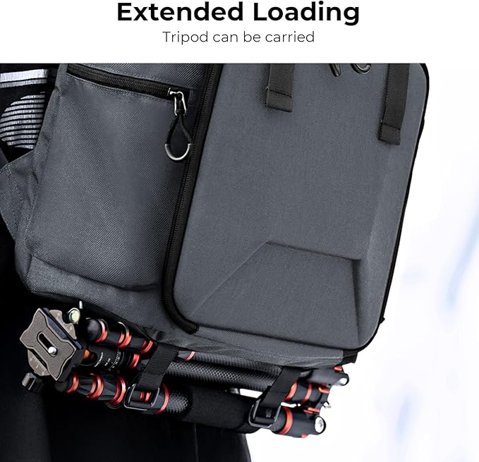 K&F CONCEPT Camera Backpack, Hard Shell Camera Bag, Large Capacity Photography Backpack with 15.6" Laptop Compartment & Tripod Holder & Rain Cover