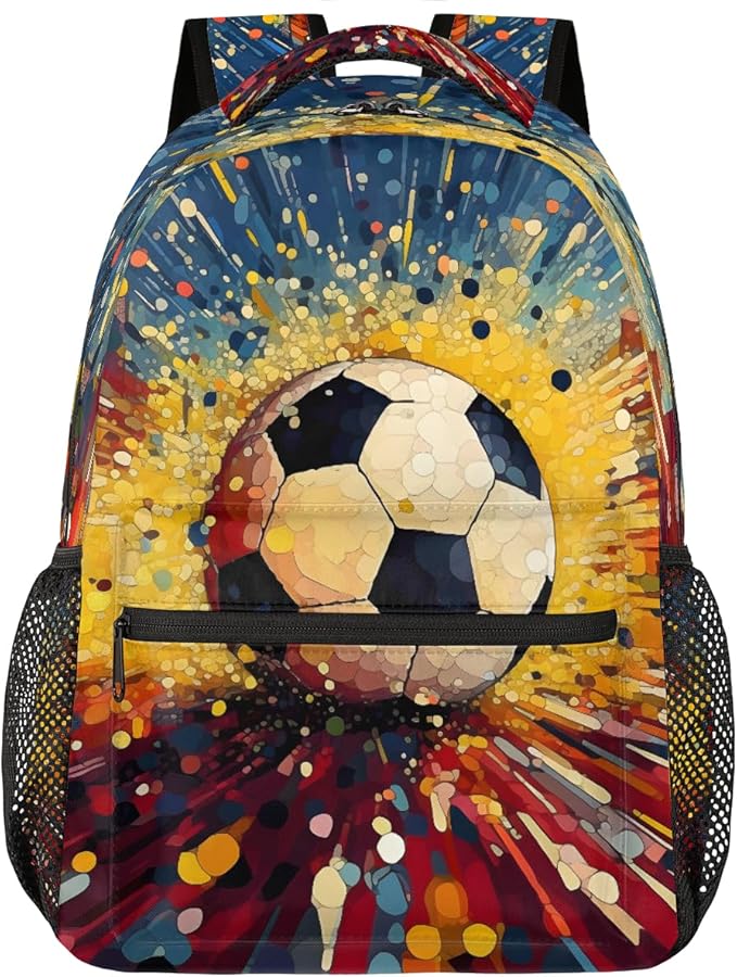 Art Football Backpack for Women Men Kids 16 Inch Laptop Backpack Lightweight Travel Backpack Purse Casual Daypack School Backpacks for Girls Boys