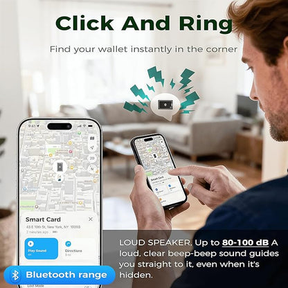 Wallet Tracker Card (iOS Only),Ultra Slim 0.07in,Rechargeable Bluetooth Tracker, IP68 Waterproof,Wireless Charging, Smart Location Finder for Keys, Wallet, Passport, Luggage Tags （2- Pack）