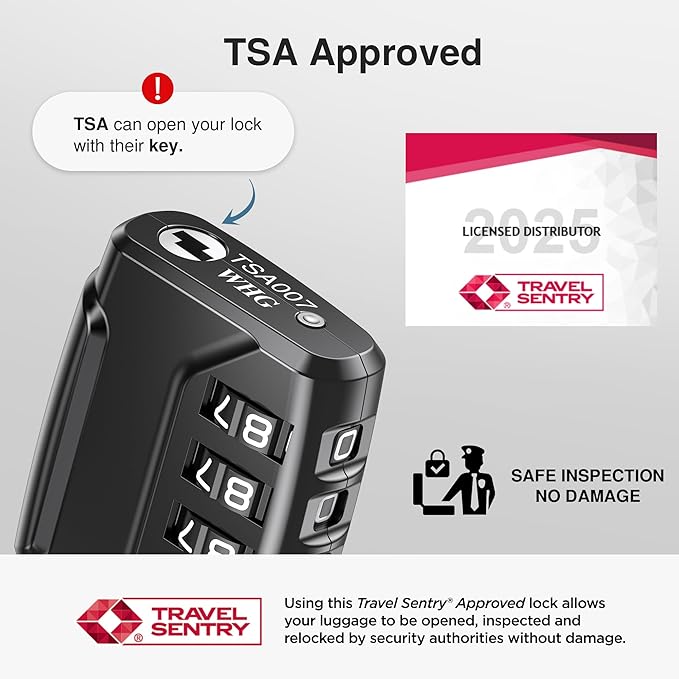 Puroma TSA Approved Luggage Lock, Multicolor 4 Digit Combination Travel Locks Resettable Code Lock with Zinc Alloy Body for Suitcase, Backpack, Bag, Gym Locker (Black,Blue,Silver,Red-Violet)