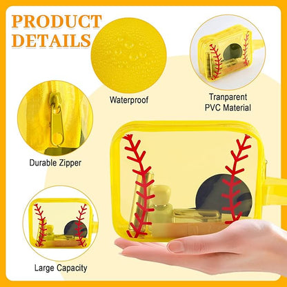 12 PCS Softball Cosmetic Bags Softball Gift Accessories Bags Goodie Snack Makeup Pouch Bag Waterproof Clear PVC Travel Bag with Zipper for Girls Valentine Team Gifts Player Sport Party Favors