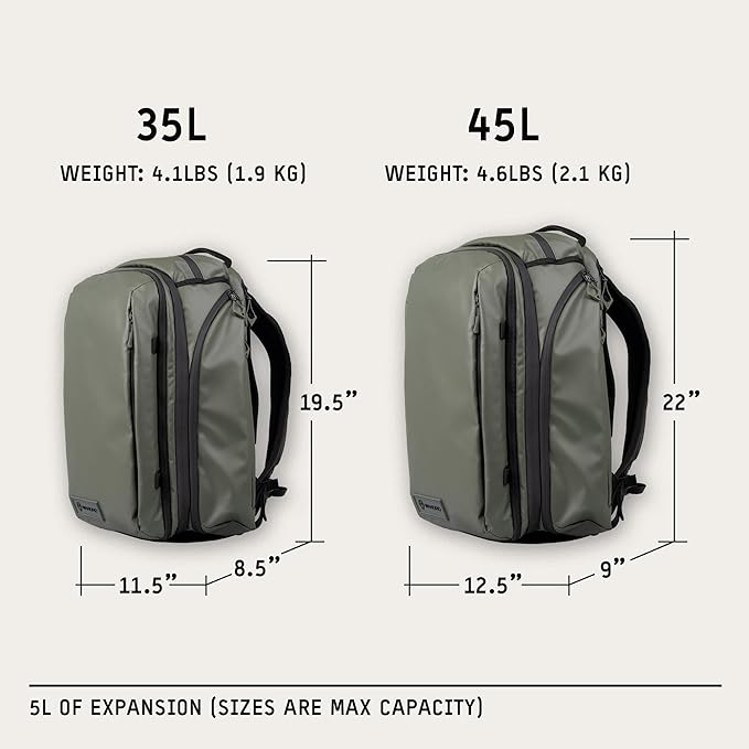 WANDRD TRANSIT Travel Backpack (35L): Expandable Carry-On Travel Backpack – Weather-Resistant, Laptop Compartment, Dual Side Access & Camera Cube Compatible Adventure Bag