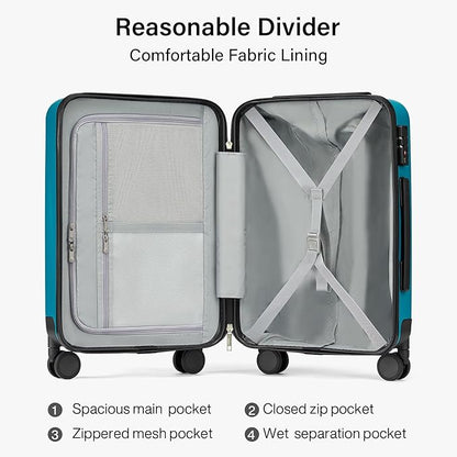 Hanke 2 Piece Hard Shell Luggage Sets with Spinner Wheels Carry On suitcase Set Checked Medium Luggage Lightweight Travel Luggage for Men Women(20/26 Inch, Caribbean Blue)