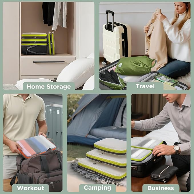 Cipway Mesh Compression Packing Cubes, Ultralight See Through Luggage Organizer Bags, Travel Essentials for Carry on Suitcase（3 Pcs,Sage Green）
