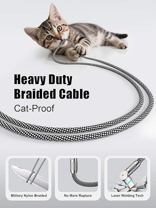 240W USB C to USB C Cable 10FT,180°Rotation Long USB C Cable Fast Charging, USB 2.0 Nylon Braided Type C Charger Cord for iPhone 17/16/15,MacBook,iPad ﻿