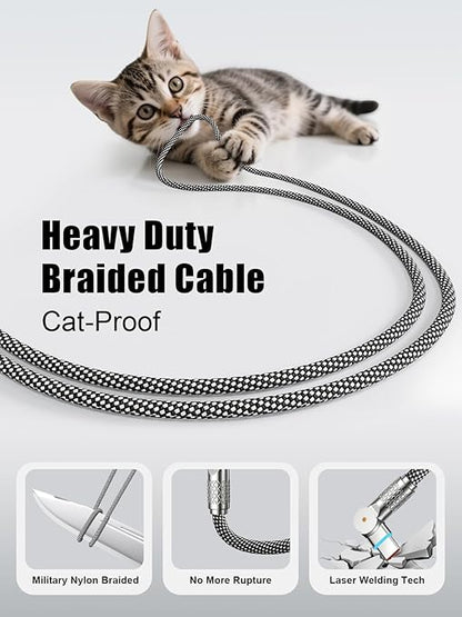 240W USB C to USB C Cable 10FT,180°Rotation Long USB C Cable Fast Charging, USB 2.0 Nylon Braided Type C Charger Cord for iPhone 17/16/15,MacBook,iPad ﻿