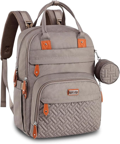 BabbleRoo Diaper Bag Backpack - Baby Essentials Travel Tote - Multi Function Water Resistant Diaper Bag, Travel Essentials Baby Bag with Changing Pad, Stroller Straps & Pacifier Case - Unisex, Khaki