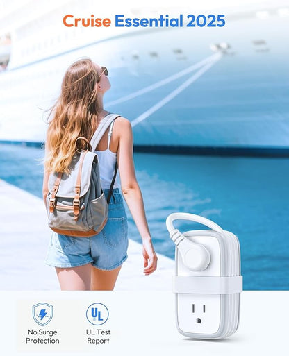 NTONPOWER 20W Travel Power Strip, Travel Essentials 4 Outlets 3 USB(1 USB-C) with 4FT Wrapped Extension Cord Flat Plug, Vacation Essentials for Hotel Travel Camping Cruise Essentials 2025, White