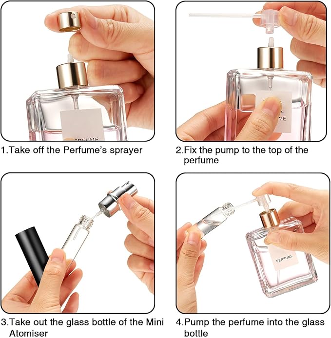 Zonon 56 Pieces Refillable Perfume Atomizer Mini Refillable Spray Perfume Bottle Portable with 56 Pieces Refill Pump Dispenser Pump Transfer Tool for Outgoing(Black,5ml)