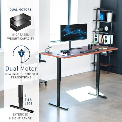 VIVO Electric 71 x 30 in Dual Motor Sit Stand Desk, Memory Height Adjustment, 2B Series, Dark Walnut Top Black Frame, DESK-KIT-2B7D