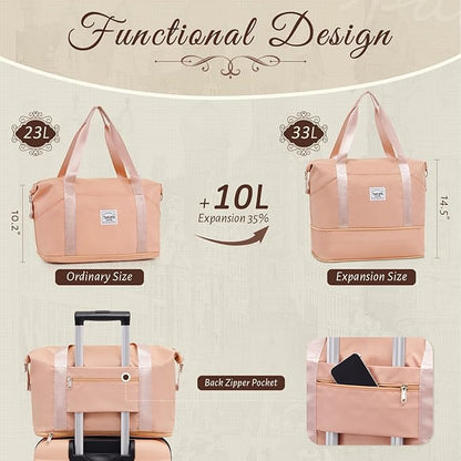 TAKUMI Carry On Luggage Set 3 Piece ABS+PC Hardshell Suitcases with Duffel Bag Double Spinner Wheels Travel Luggage with TSA Lock Lightweight Suitcase Set(PINK, 3 PIECE SET(20/DB/TB))