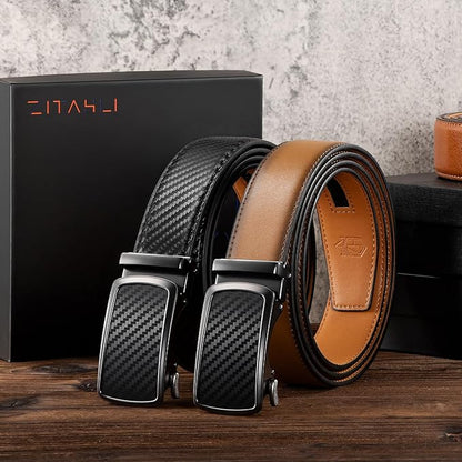 Zitahli Mens belt 2 Pack - Men Leather Belt Design for Work Business and Casual Golf Jeans-Men's Accessories Gifts for Men