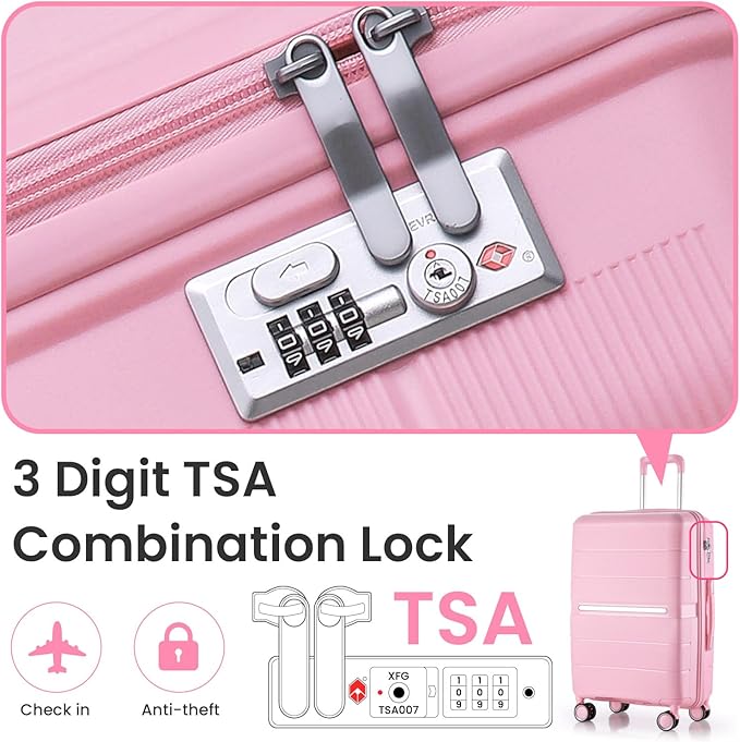 Merax Luggage Set 4 Piece Suitcase with Case Expandable Spinner Wheels Hardshell Airplane Approved Luggage Sets,Pink,14/20/24/28