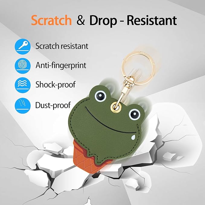 Leather Keychain Case Holder Compatible with Apple AirTag, GPS Airtag Keychain Finder Tracker with Key Ring, Anti-Scratch Protective Air Tag Cover