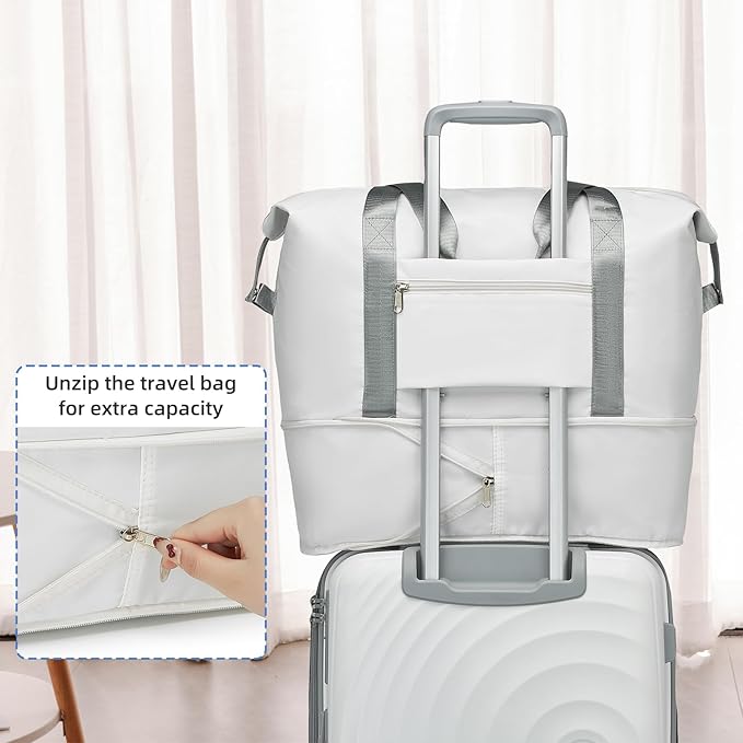LARVENDER Luggage Sets 5 Piece, PP Hardshell Suitcase Set, Carry on Luggage Set, Expandable Travel Luggage Set with TSA Lock, Large Suitcase with Spinner Wheels for Women Men(WHITE/20/24/28/DB/TB)